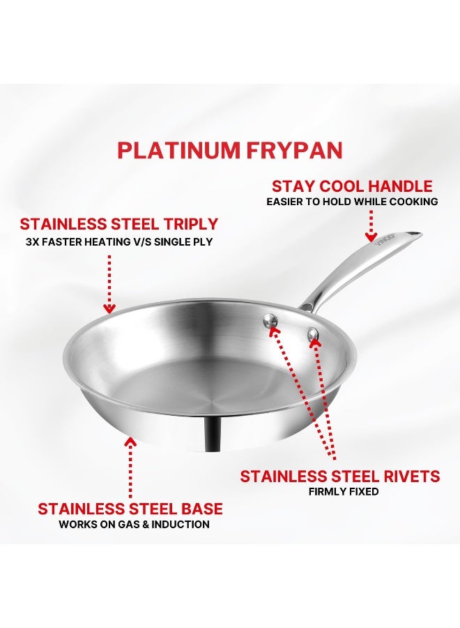 Platinum Triply Stainless Steel Fry Pan/Sautepan/Skillet/Egg Pan 20 cm