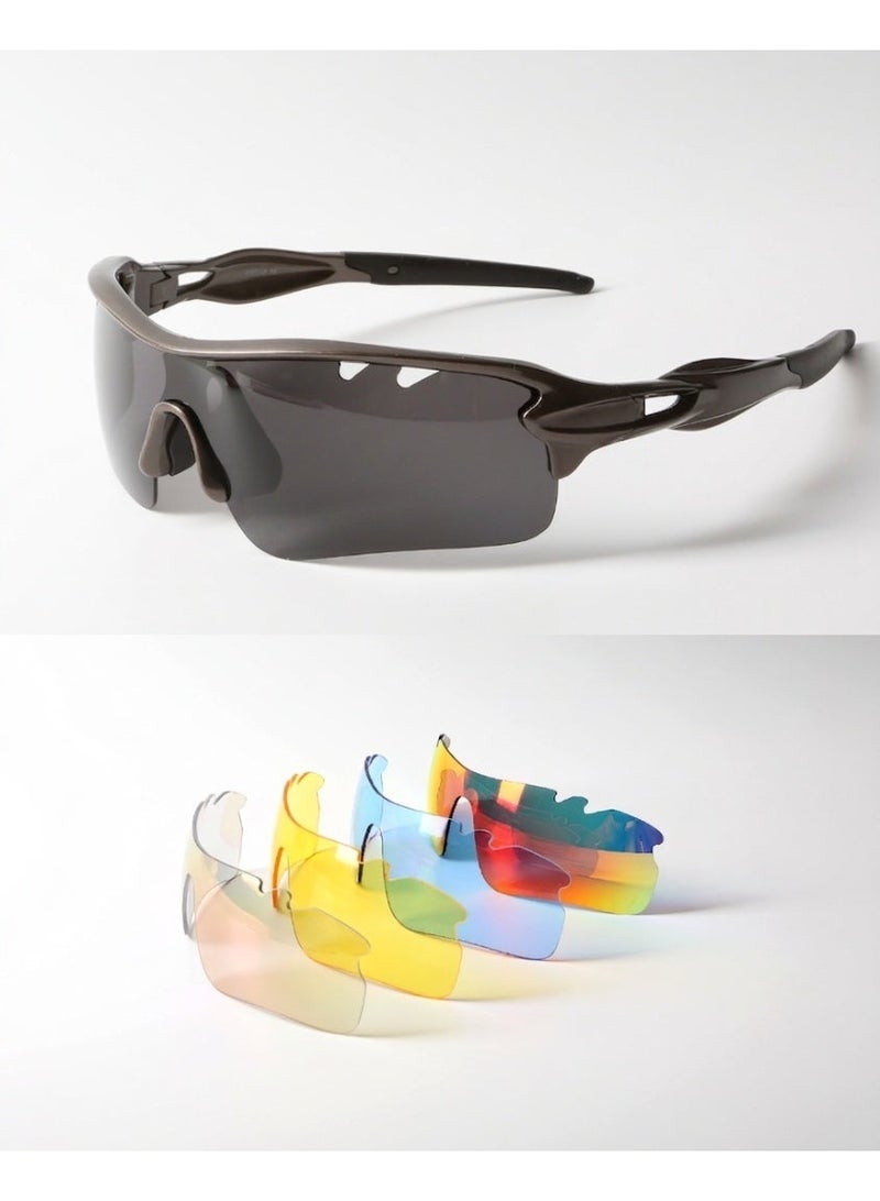 OAKLEY Retro Oversized Cycling Sunglasses TR90 Polarized Sports Eyewear with Interchangeable Lenses for Hiking - Image 1