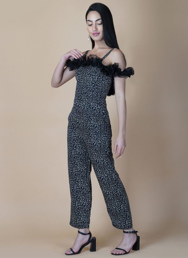 RAASSIO جمبسوت مطبوع بالأبيض والأسود للنساء - Image 4