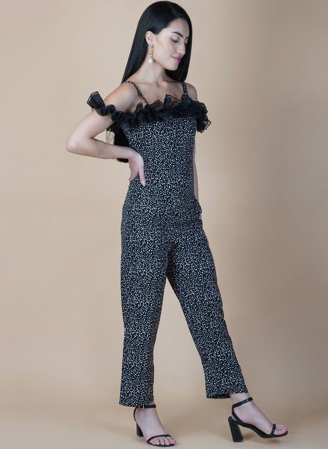 RAASSIO جمبسوت مطبوع بالأبيض والأسود للنساء - Image 3