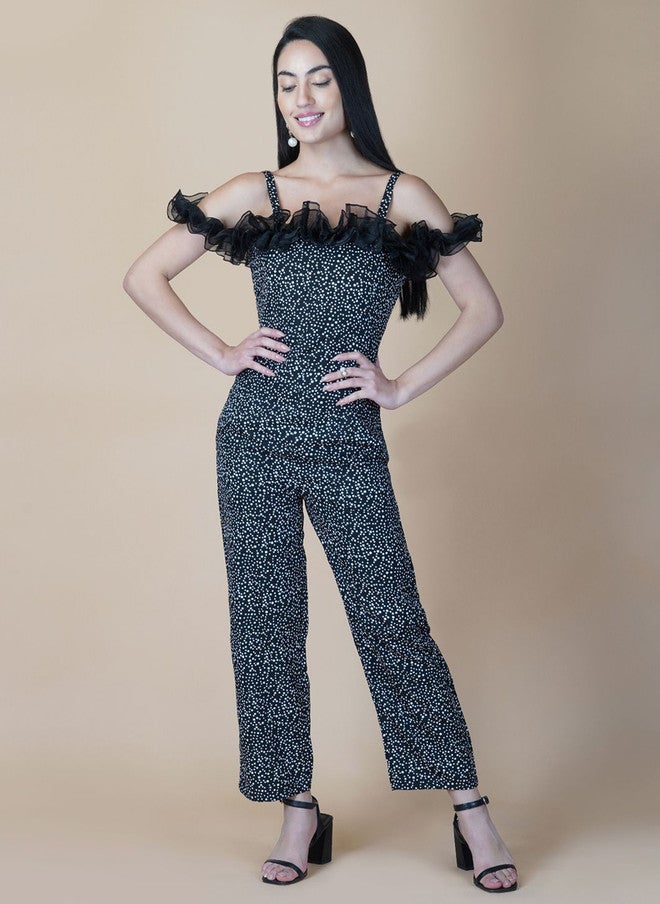 RAASSIO جمبسوت مطبوع بالأبيض والأسود للنساء - Image 1