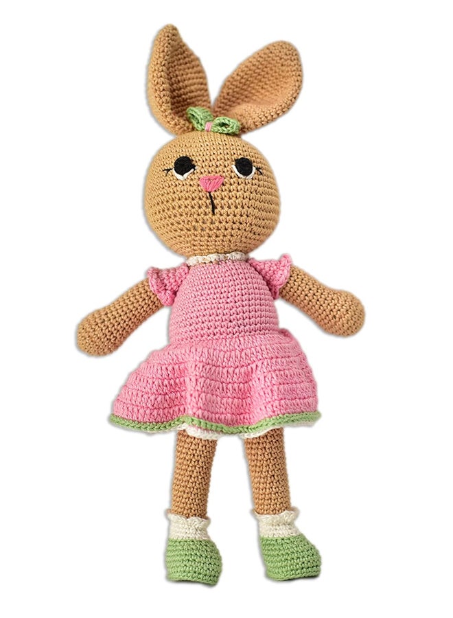 Happy Threads Handmade Crocheted Loving Bunny (10 inch) – Pink | Crochet Toys | Child Safe | for Babies 6 Months & Above | Dolls for Boys/Girls| For Birthday Gift | Decorative Items for Room - Image 1