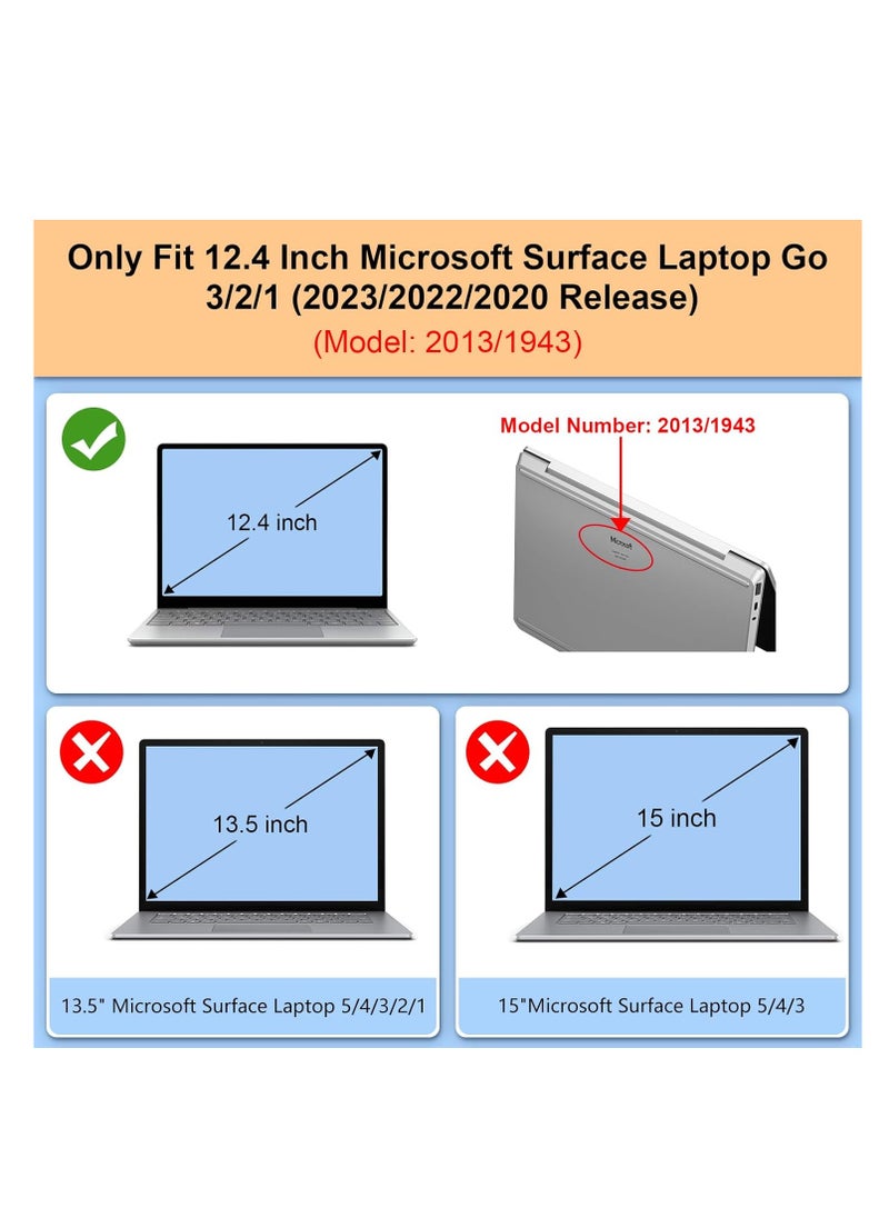 2 in 1 Hard Case for 12.4 inch Microsoft Surface Laptop Go 3/2/1( 2020/2022/2023 Release), Hard Shell Case with Keyboard Cover Skin--Frosted Transparent