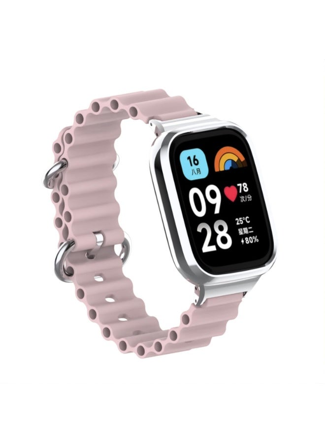 cean Strap Compatible with Xiaomi Redmi 3 Lite/Redmi Watch 3 Active, Adjustable Silicone Strap with Metal Buckle, Band With Frame Metal Women Men Replacement Strap (Pink Sand) - Image 5