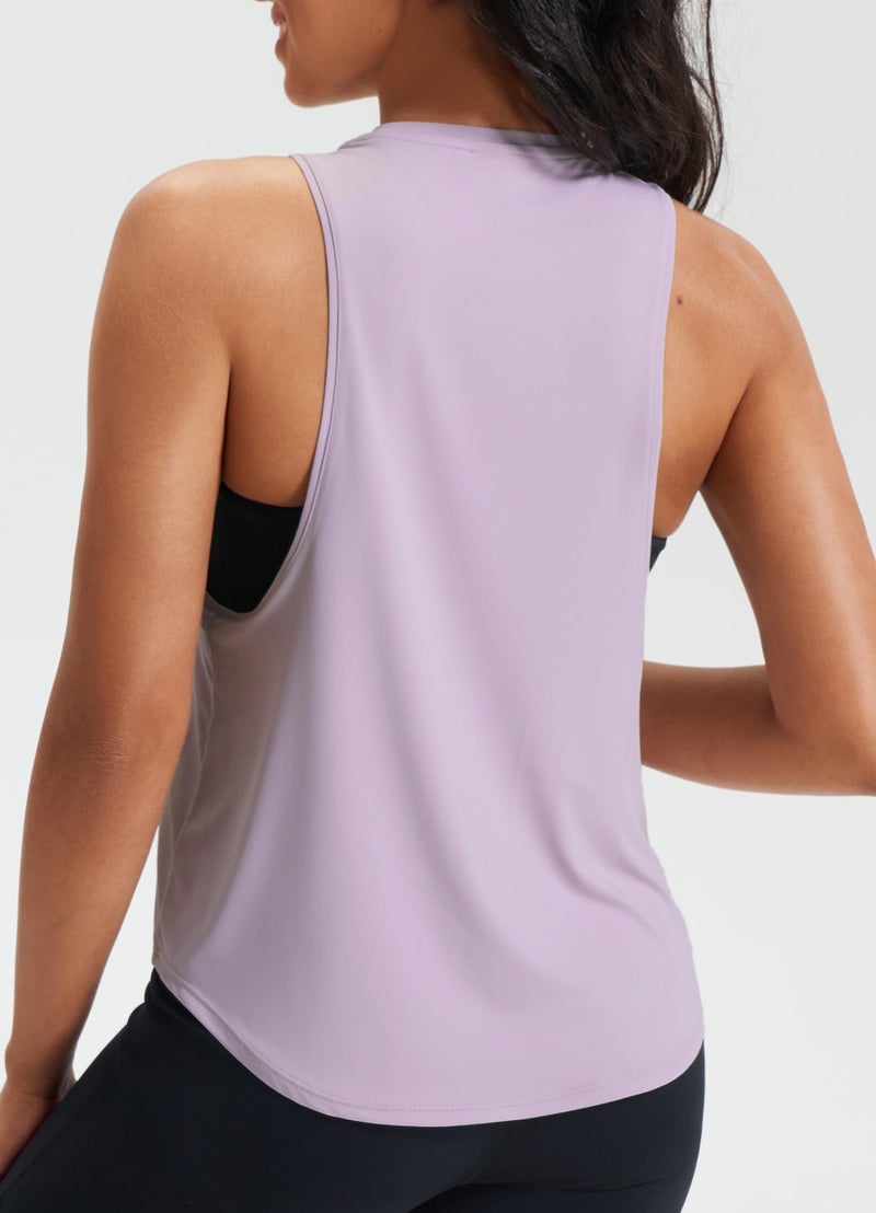 JOYSPELS Workout Tank Tops for Women, Quick Dry Ice Silk Athletic Running Shirts, Loose Fit Sleeveless Gym Tops Mauve - Image 2