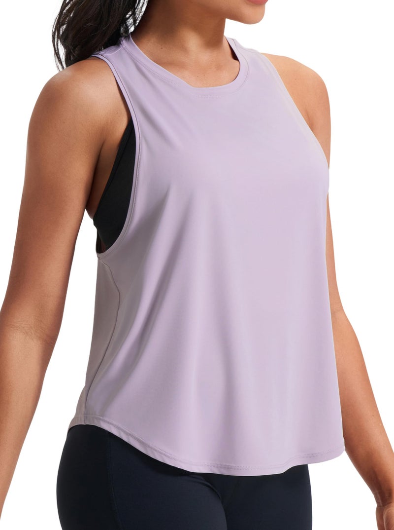 JOYSPELS Workout Tank Tops for Women, Quick Dry Ice Silk Athletic Running Shirts, Loose Fit Sleeveless Gym Tops Mauve - Image 1