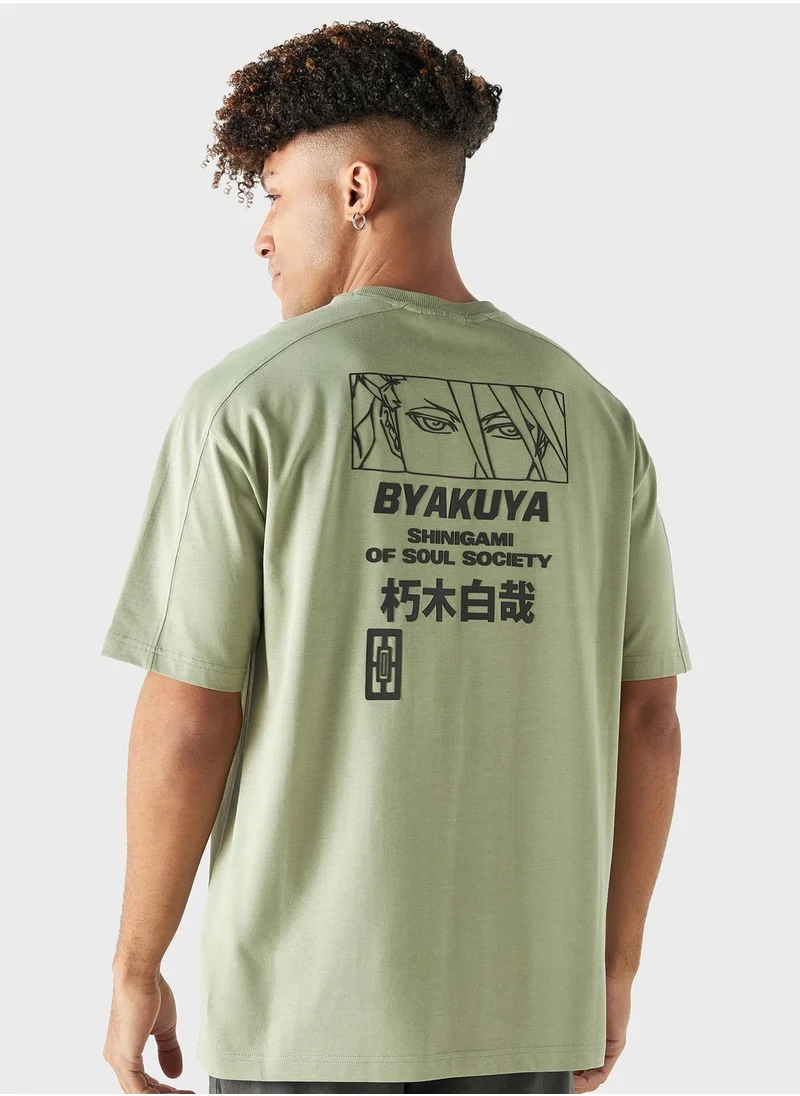 اس بي كاركترز Byakuya Kuchiki Print Crew Neck T-Shirt