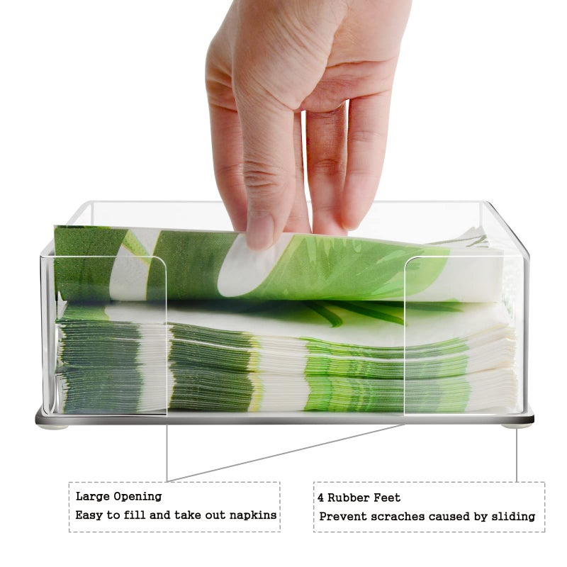 Simetufy Acrylic Napkin Holder, Square Napkins Holder for Cocktail Table and Kitchen, Table Top Napkin Dispenser, Napkin Tray for for Bathroom, Kitchen and Dining, Parties, Weddings, Events (7x7'') - Image 5