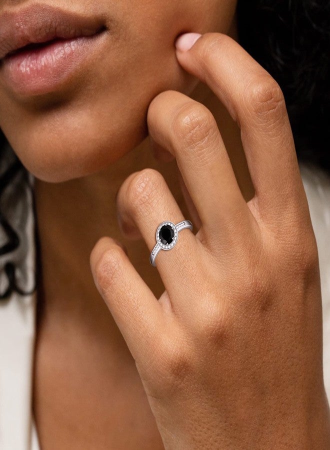 ChicSilver 925 Sterling Silve 1 Carat Heart Black Cubic Zirconia Wedding Band CZ Engagement Promise Eternity Ring for Women Size 6 - Image 2