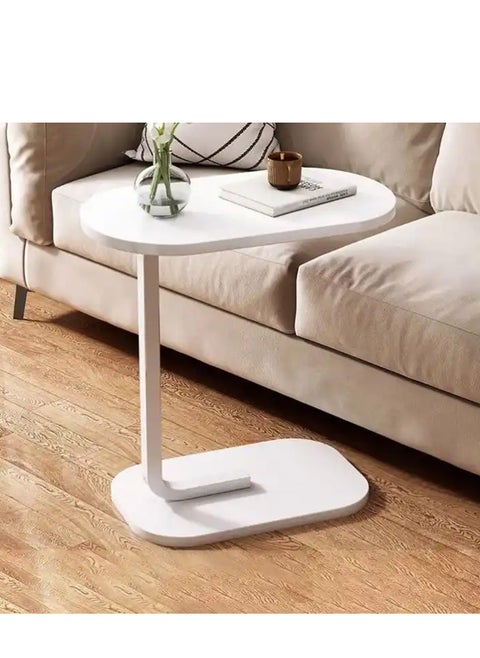 C Shaped Side Table Sofa Side Table Couch Side TablesThat Slide Under,End Table,Laptop Coffee and Snack Side Tables Wooden Table,Small Table For Balcony Living Room Bedroom (White)