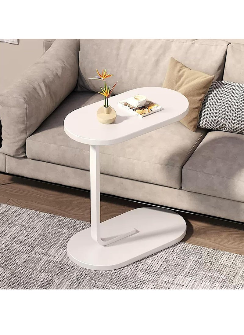 C Shaped Side Table Sofa Side Table Couch Side TablesThat Slide Under,End Table,Laptop Coffee and Snack Side Tables Wooden Table,Small Table For Balcony Living Room Bedroom (White)