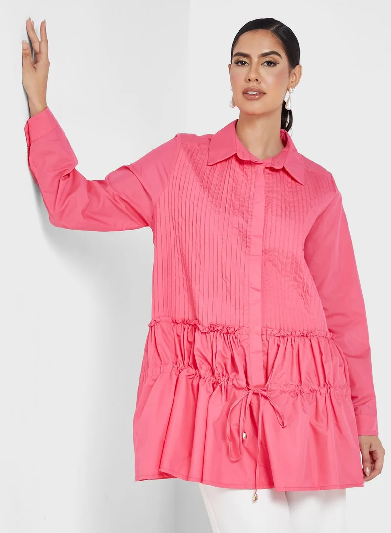 Desert Cove Ruched Tiered Hem Crop Top