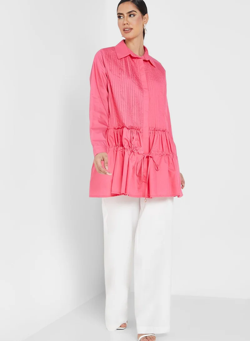 Desert Cove Ruched Tiered Hem Crop Top