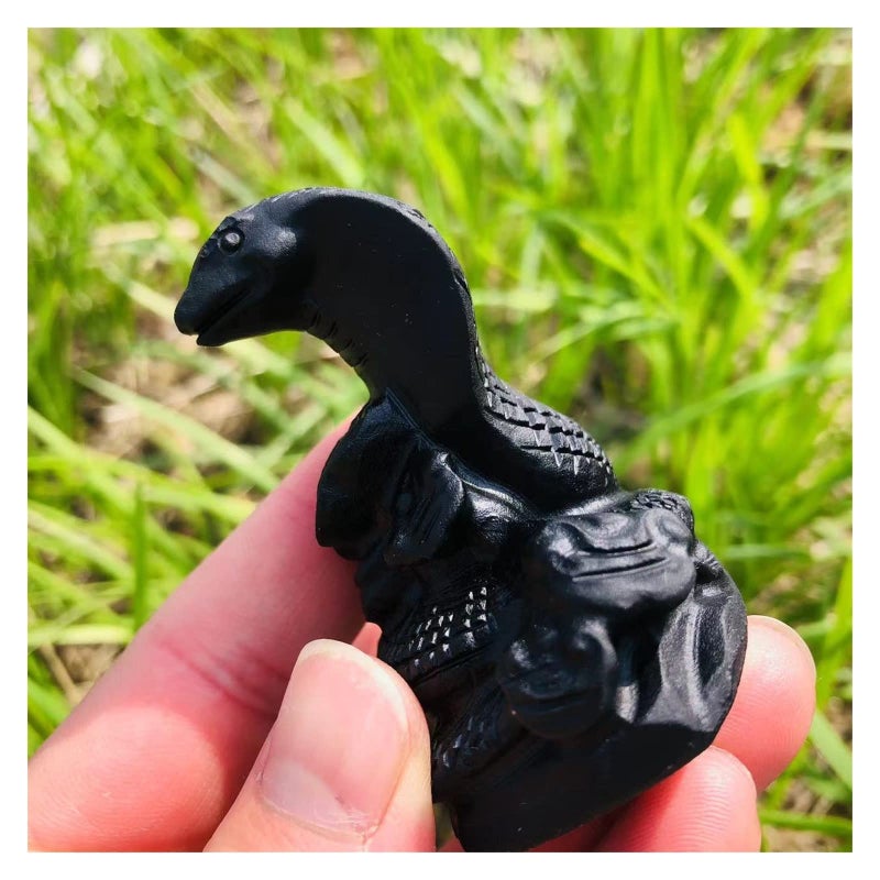 تمثال كريستال أفعى الكوبرا من حجر السبج الأسود المنحوت يدويًا 60-70 مم ديكور المنزل - Image 3