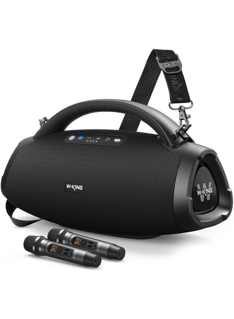 W-KING 300W Peak Loudest Boom Box with Two Microphones, 7.5" Subwoofer/2.1Ch/IPX7 Waterproof, 200W RMS Party Large Bluetooth Speaker Wireless with 2 Woofers/DSP/BT5.4/APP/Fast Charge/OTG/AUX/Guitar-in, Massive Bass for Outdoors - Image 1