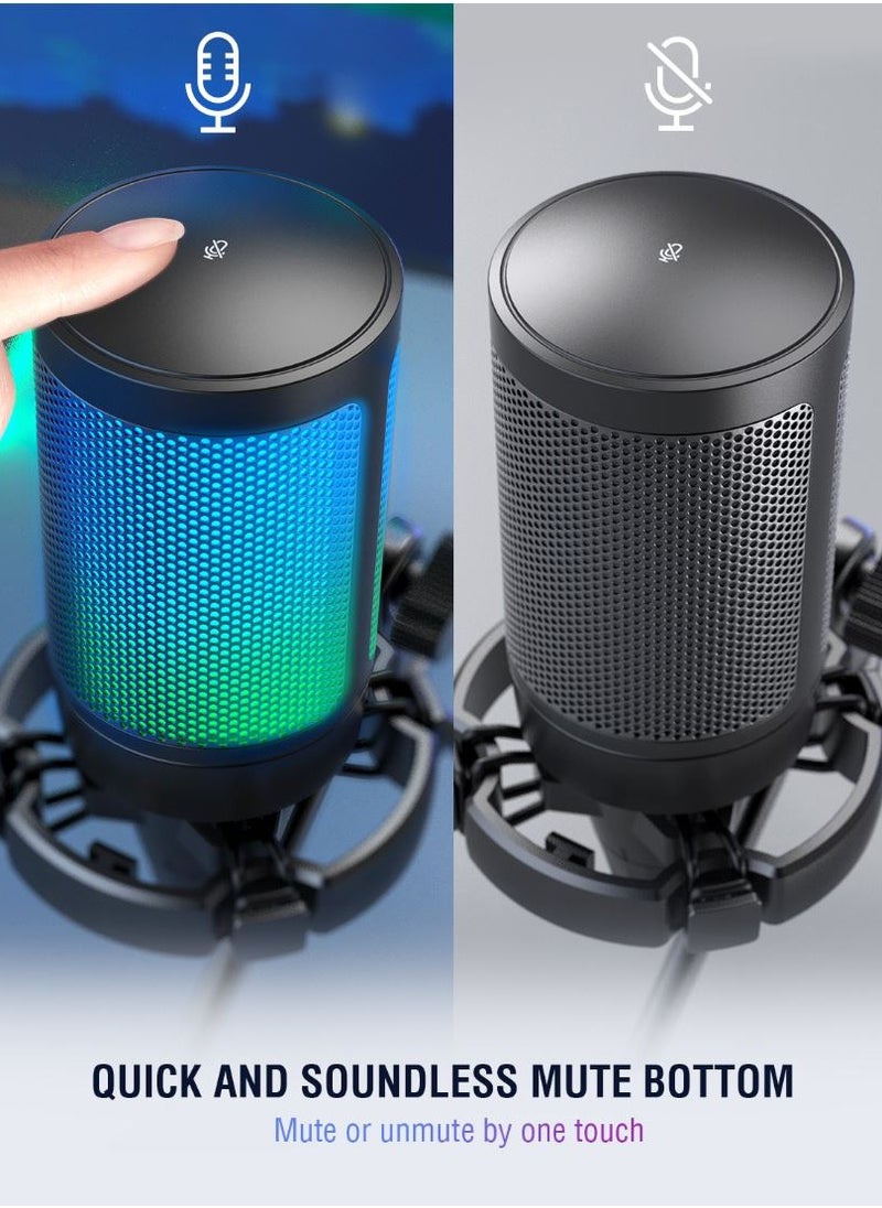 FIFINE - FIFINE Gaming USB Microphone for PC PS5, FIFINE Condenser Mic with Quick Mute, RGB Indicator, Stand, Pop Filter, Shock Mount, Gain Control for Streaming Discord Twitch Podcasts Videos- AmpliGame - A6 - Image 1