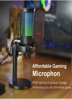 FIFINE FIFINE Gaming USB Microphone for PC PS5, FIFINE Condenser Mic with Quick Mute, RGB Indicator, Stand, Pop Filter, Shock Mount, Gain Control for Streaming Discord Twitch Podcasts Videos- AmpliGame - A6  - Image 2
