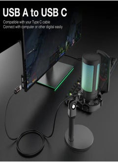 FIFINE FIFINE Gaming USB Microphone for PC PS5, FIFINE Condenser Mic with Quick Mute, RGB Indicator, Stand, Pop Filter, Shock Mount, Gain Control for Streaming Discord Twitch Podcasts Videos- AmpliGame - A6  - Image 3