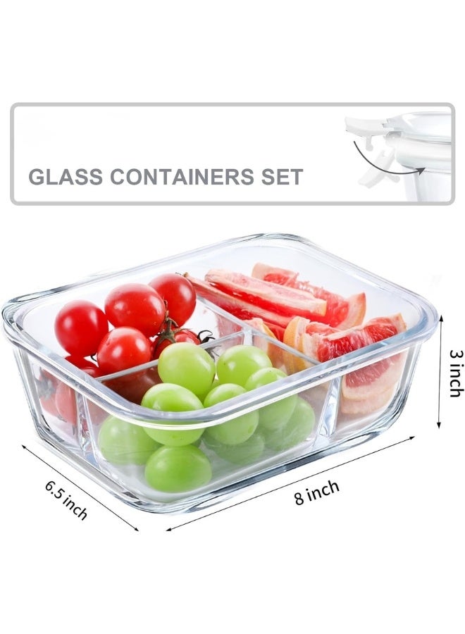 Happy Home 1 Pack 3-Compartment Glass Meal Prep Containers 1040ml Airtight Glass Lunch Containers, Glass Food Storage Containers with Lids, Suitable for Microwave, Oven, Freezer and Dishwasher - Image 2