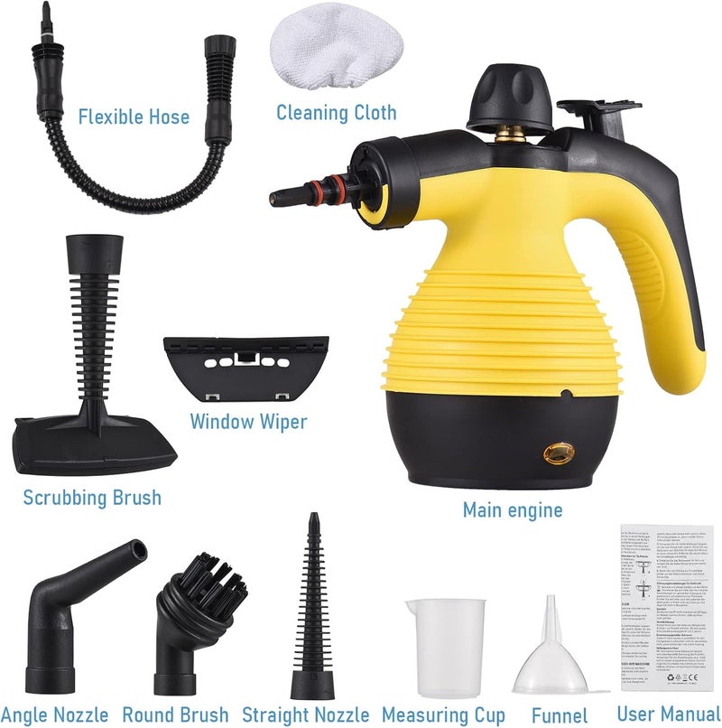 Eacam Portable Handheld Steam Cleaner 1050W Multifunctional High Temperature Pressurized Steam Cleaning Machine with 9PCS Accessory for Kitchen Sofa Bathroom Car Window - Image 5