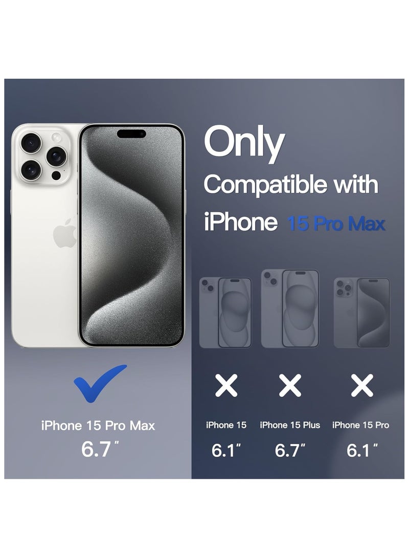أكاليكس جراب مغناطيسي غير لامع لهاتف iPhone 15 Pro Max، حماية عالية الجودة من السقوط مع شريط مقاوم للصدمات، جراب خلفي شفاف غير لامع للهاتف (أبيض) - Image 2