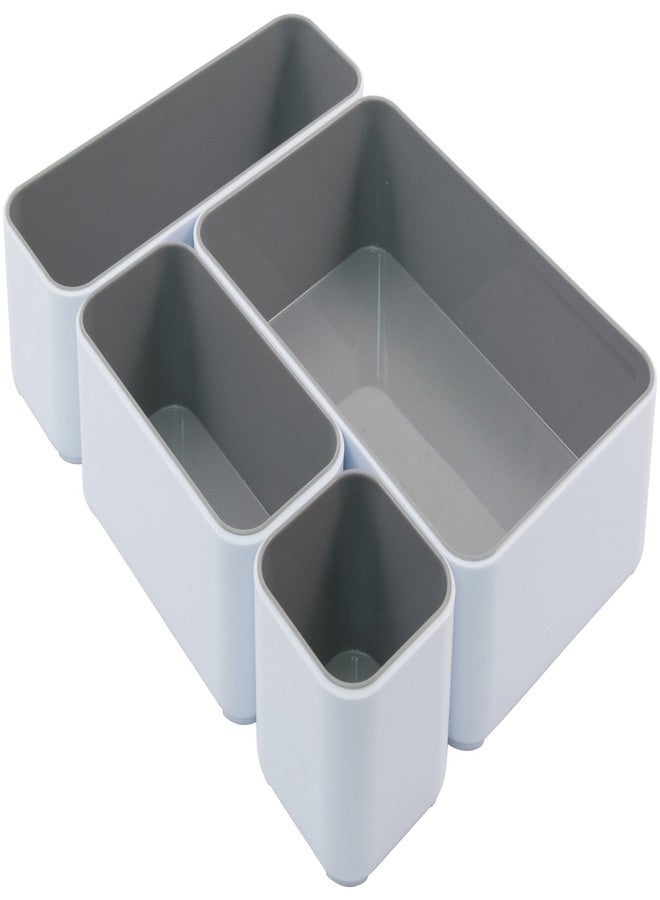 Fusion Advantus Stacking Bins, 4 Compartments, Plastic, 12.1 x 9.1 x 2.2, White/Gray, 4 Pieces - Image 3