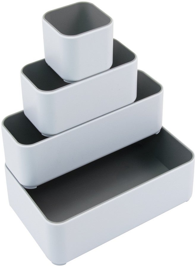 Fusion Advantus Stacking Bins, 4 Compartments, Plastic, 12.1 x 9.1 x 2.2, White/Gray, 4 Pieces - Image 4