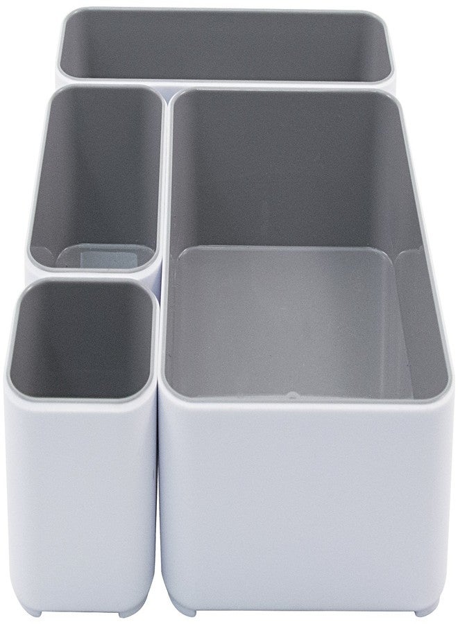 Fusion Advantus Stacking Bins, 4 Compartments, Plastic, 12.1 x 9.1 x 2.2, White/Gray, 4 Pieces - Image 2