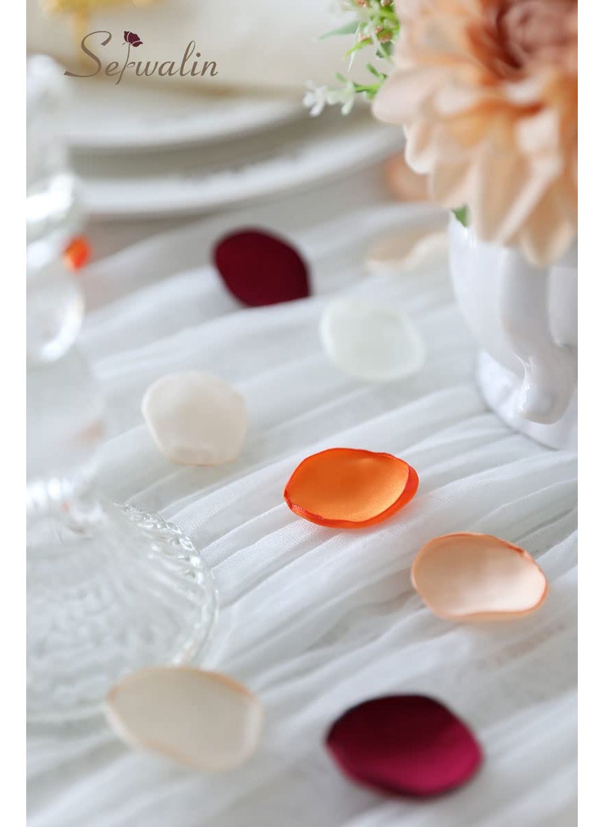 Serwalin Serwalin 500Pcs Silk Rose Petals for Artificial Flower Petals for Weddings Proposal Burgundy Orange Petals Flower Girl Petals for Basket Bridal Shower Table Decor (4 Color Mixes)  - Image 2