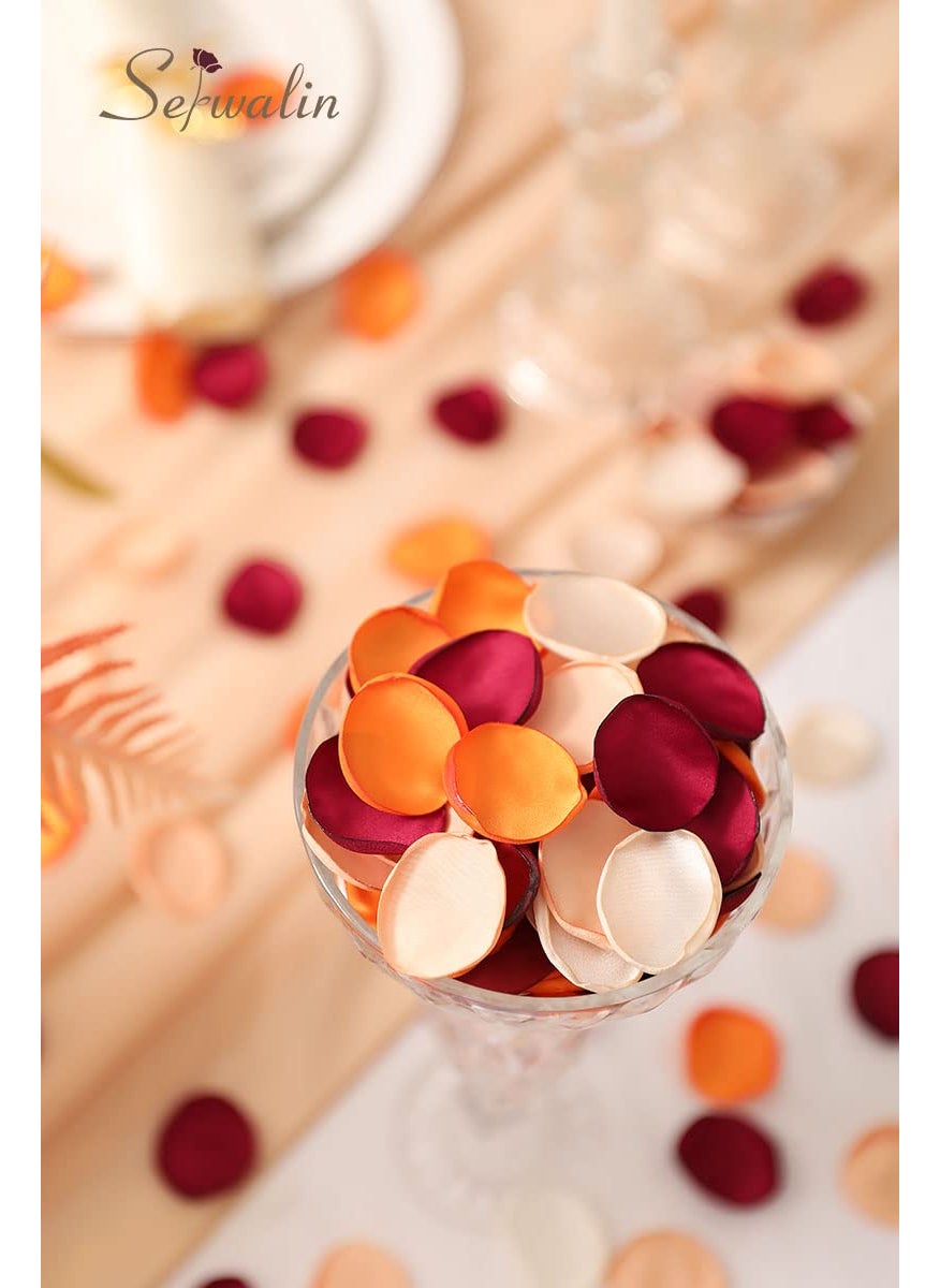 Serwalin Serwalin 500Pcs Silk Rose Petals for Artificial Flower Petals for Weddings Proposal Burgundy Orange Petals Flower Girl Petals for Basket Bridal Shower Table Decor (4 Color Mixes)  - Image 3