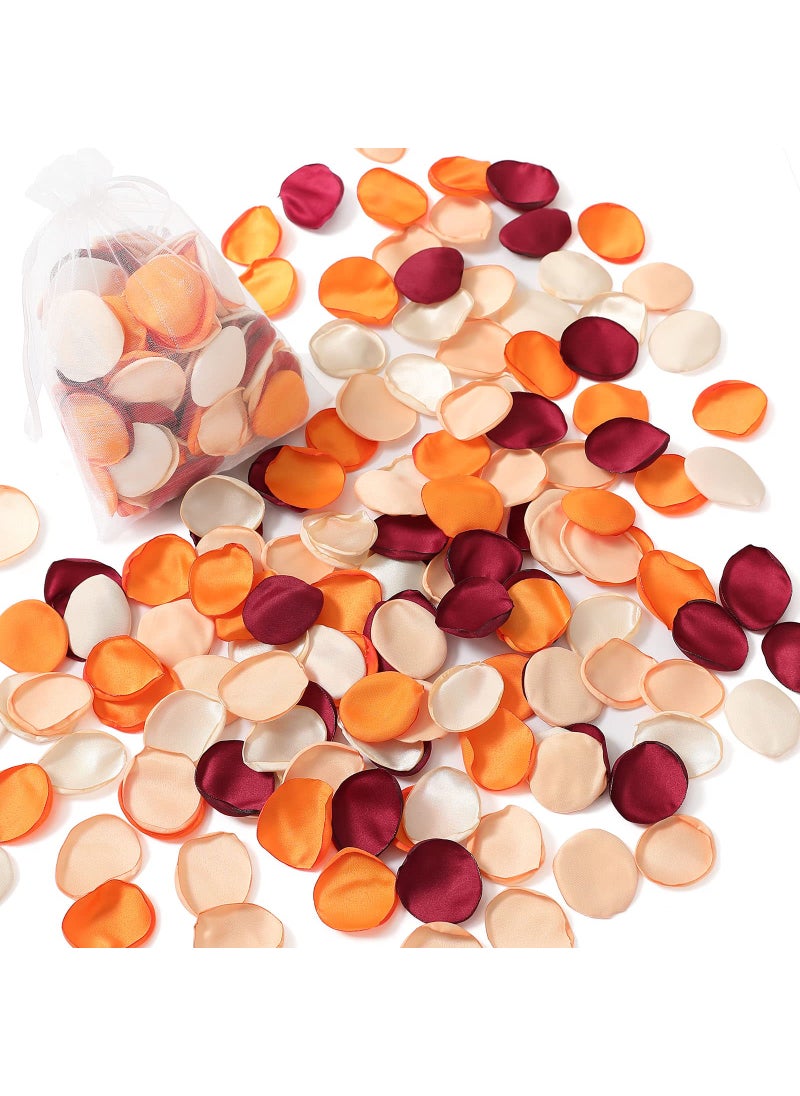 Serwalin Serwalin 500Pcs Silk Rose Petals for Artificial Flower Petals for Weddings Proposal Burgundy Orange Petals Flower Girl Petals for Basket Bridal Shower Table Decor (4 Color Mixes)  - Image 1