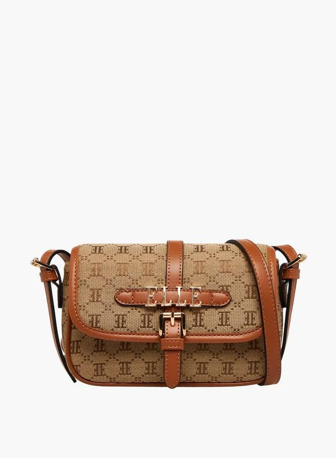 ELLE Monogram Accent Crossbody Bag with Adjustable Strap