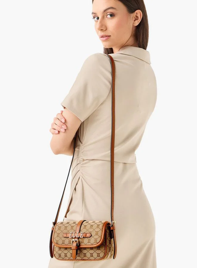 ELLE Monogram Accent Crossbody Bag with Adjustable Strap