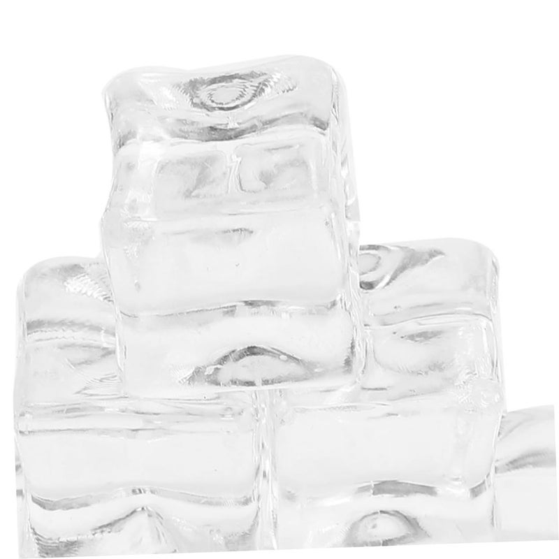 Unomor 100Pcs Transparent Simulated Plastic Ice Cubes for Cocktails Photography and Events - Image 4
