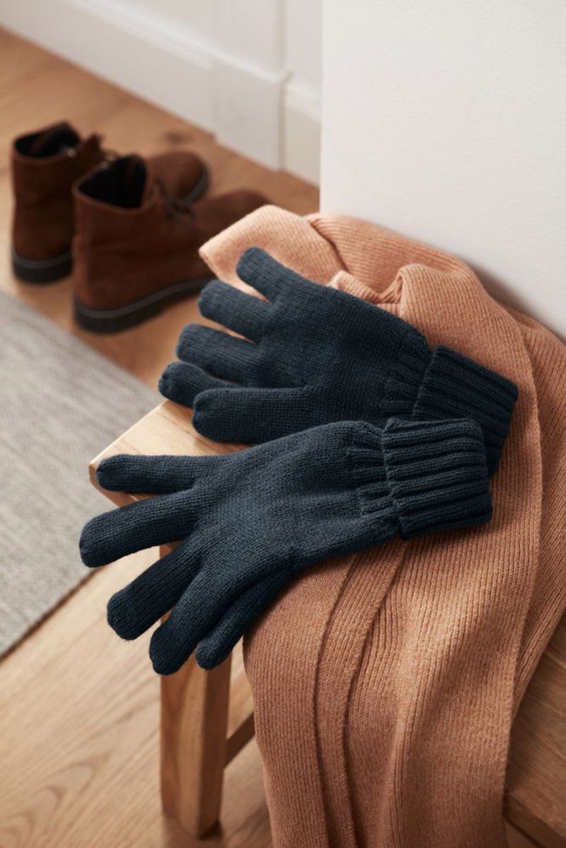 Tchibo Men 1 Pair Of Knitted Gloves, Navy Blue - Image 2