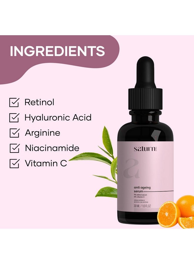 Saturn by GHC Anti-Aging Skincare Bundle: 1% Retinol Face Serum (30ml) and 0.5mm Derma Roller - Night Serum with Vitamin C, Niacinamide | Hyaluronic Acid for Fine Line Reduction and Radiant Skin - Image 4