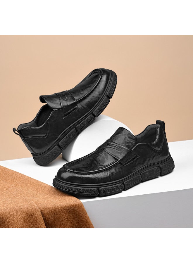 Septwolves Fall New Men's Bean Shoes, Soft Sole And Upper, Comfortable Slip-on Business Casual Commuter Loafers - Image 2