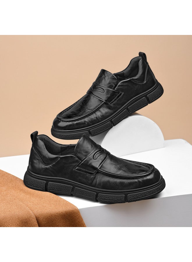 Septwolves Fall New Men's Bean Shoes, Soft Sole And Upper, Comfortable Slip-on Business Casual Commuter Loafers - Image 3