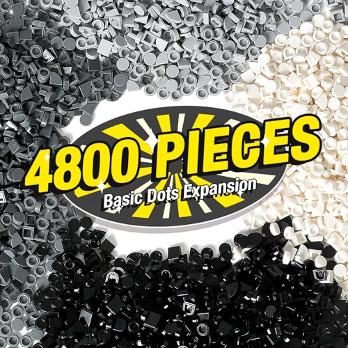MANNIDOO 4800 Pieces Flat Parts and Pieces 4 Sizes Classic DIY Dots Expansion Set Building Bulk Studs Accessory for Smooth Surface Compatible with All Major Brands 4 Colors - Image 1