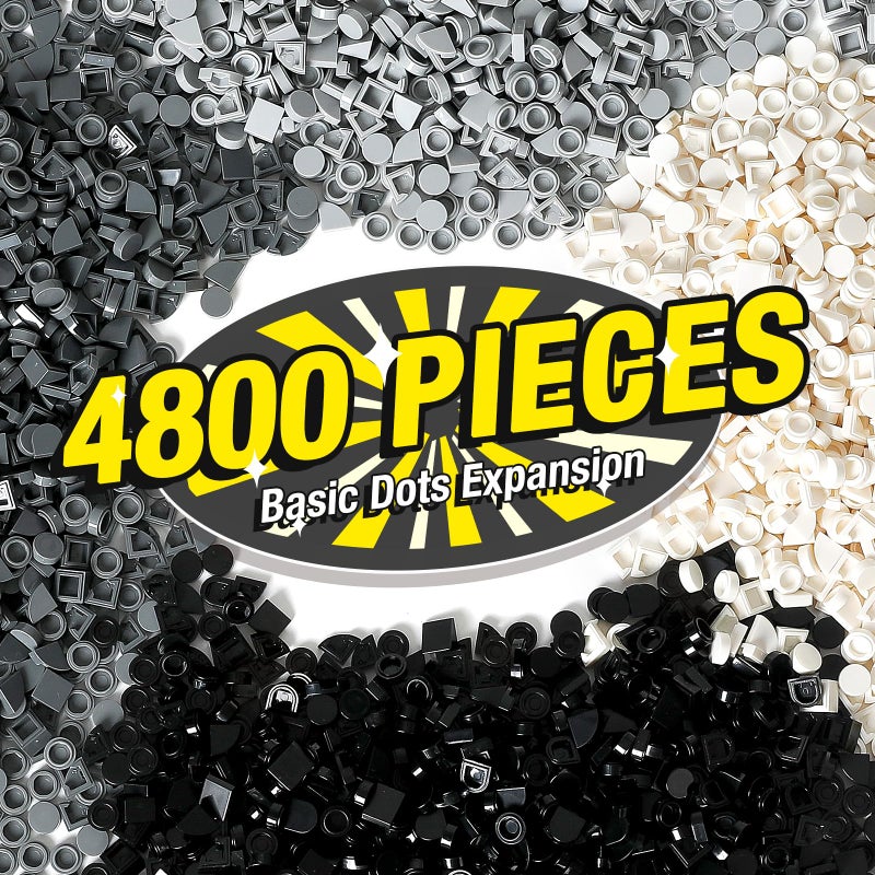 MANNIDOO 4800 Pieces Flat Parts and Pieces 4 Sizes Classic DIY Dots Expansion Set Building Bulk Studs Accessory for Smooth Surface Compatible with All Major Brands 4 Colors - Image 3