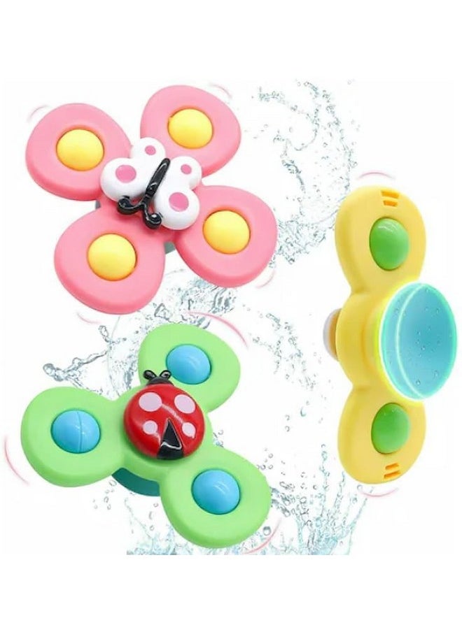Sky Tech Sky Tech® Baby Bath Spinner Toys for Kids - 3 PCS Insect Suction Cup Bath Toy for Baby Boys Girls, Waterproof Spinning Top Rotating Learning Toy Sticks to Smooth Surface Return Gift for Kids  - Image 1