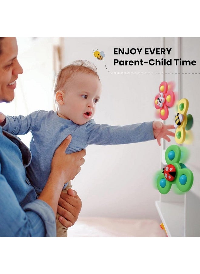 Sky Tech Sky Tech® Baby Bath Spinner Toys for Kids - 3 PCS Insect Suction Cup Bath Toy for Baby Boys Girls, Waterproof Spinning Top Rotating Learning Toy Sticks to Smooth Surface Return Gift for Kids  - Image 2
