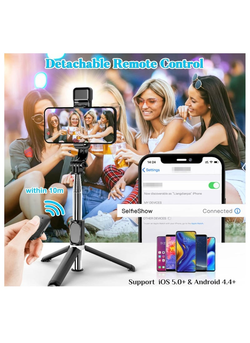 Generic - Portable 41 Inch Selfie Stick Phone Tripod with Wireless Remote Extendable Tripod Stand 360 Rotation Compatible with iPhone 14 13 12 11 pro Xs Max Xr X 8 7 6 Plus, Android Samsung Smartphone - Image 1