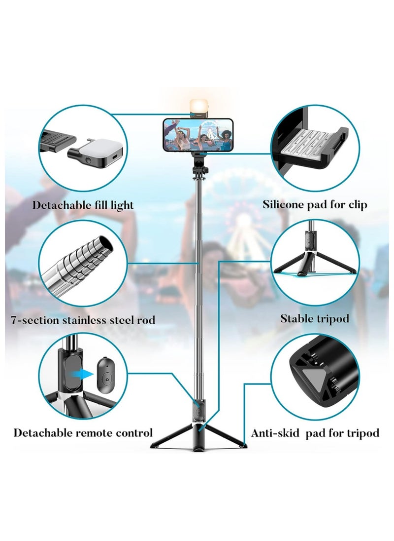 Generic - Portable 41 Inch Selfie Stick Phone Tripod with Wireless Remote Extendable Tripod Stand 360 Rotation Compatible with iPhone 14 13 12 11 pro Xs Max Xr X 8 7 6 Plus, Android Samsung Smartphone - Image 1