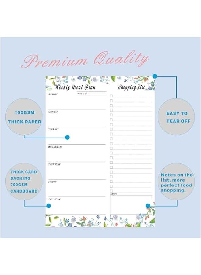 هوكور Portalov Magnetic Meal Planner and Grocery List for Fridge, 52 Sheets Meal Planning Pad with Tear Off Shopping List, Simplify Your Weekly Menu and Reduce Food Waste with the Meal Planner Notebook - Image 2