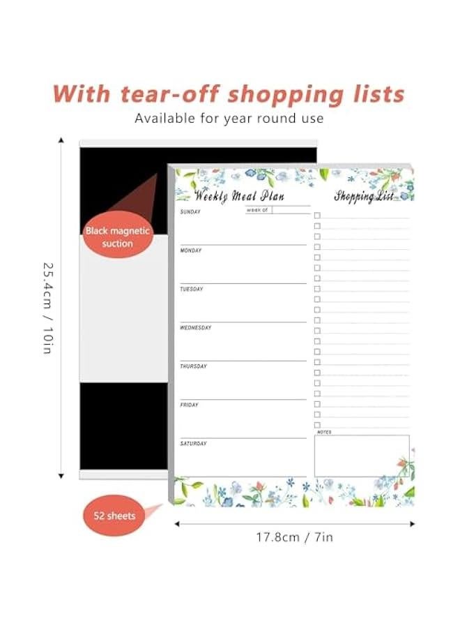 هوكور Portalov Magnetic Meal Planner and Grocery List for Fridge, 52 Sheets Meal Planning Pad with Tear Off Shopping List, Simplify Your Weekly Menu and Reduce Food Waste with the Meal Planner Notebook - Image 3