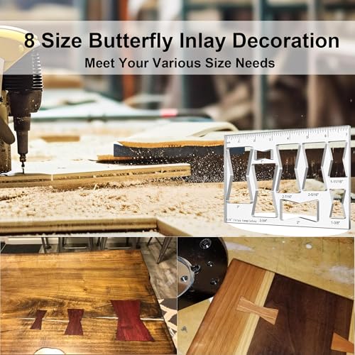 Hecfu 8 in 1 Router Template for Woodworking, Router Jig Bowtie Template for Woodworking, Bowtie Router Template Jig Kit, Butterfly Inlay Template Decorative - Image 4