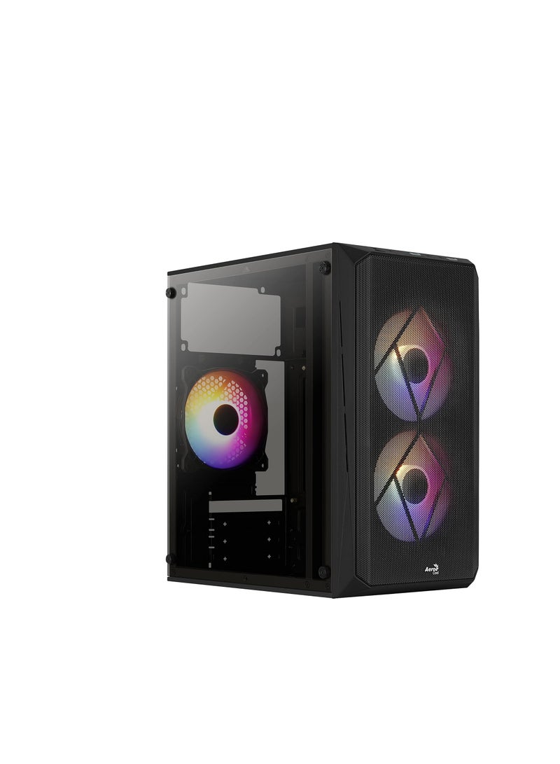 AeroCool CS107 V2 MicroATX PC Case Side Window 3 x 120mm FRGB Fan CS107V2 Black - Image 1