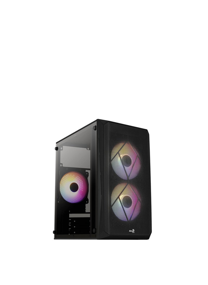 AeroCool CS107 V2 MicroATX PC Case Side Window 3 x 120mm FRGB Fan CS107V2 Black - Image 2