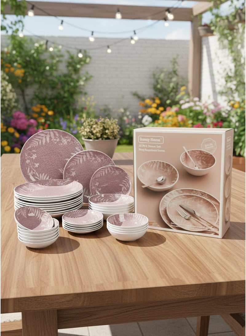 داني هوم طقم سفرة بورسلان ملون 24 قطعة - Image 1